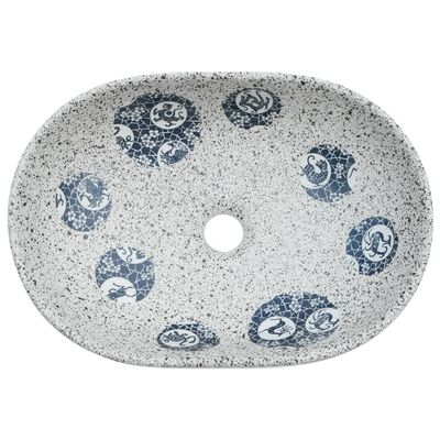 vidaXL Nadgradni umivaonik sivo-plavi ovalni 47 x 33 x 13 cm keramički