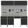 vidaXL Set radnih ormarića s ladicama s pohranom 10 pcs Crna