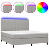 vidaXL Krevet box spring s madracem LED svjetlosivi 180x200 cm tkanina