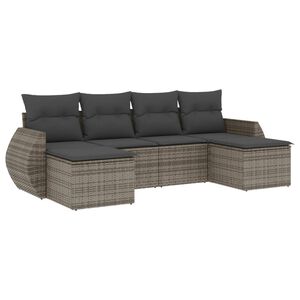 vidaXL 6-dijelni set vrtnih sofa od poliratana s jastucima sivi