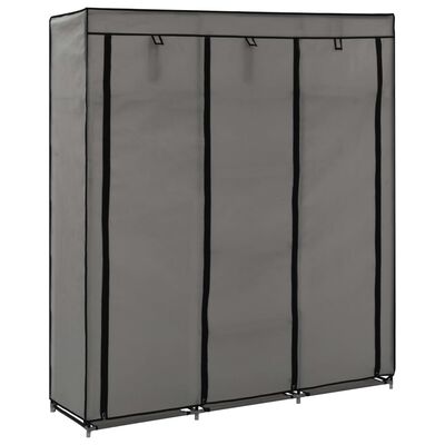 282456 vidaXL Wardrobe with Compartments and Rods Grey 150x45x175 cm Fabric