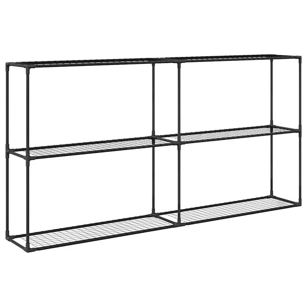 vidaXL 3-složni stalak za biljke Crna 200 x 32 x 104 cm Čelik