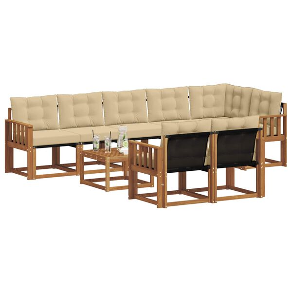 vidaXL Set vanjskih sofa s jastukom 9 pcs Prirodna i bež