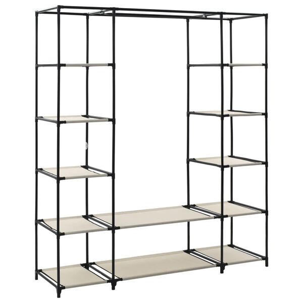 vidaXL Ormar od tkanine s odjeljcima i &scaron;ipkama krem 150 x 45 x 176 cm