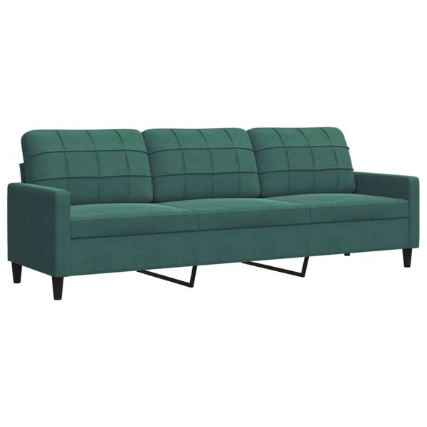 vidaXL 4-dijelni set sofa s jastucima tamnozeleni baršunasti