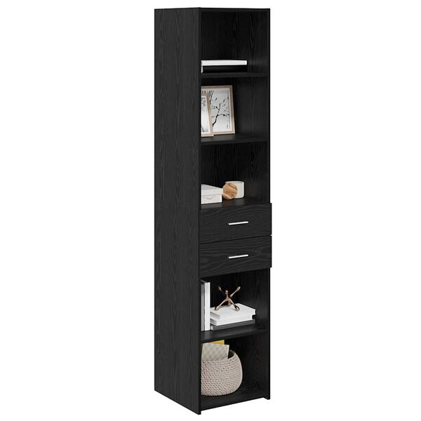 vidaXL Highboard Crni hrast 40 x 42,5 x 185 cm Konstruirano drvo