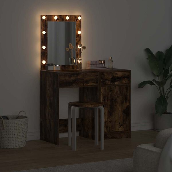 vidaXL Toaletni stol 2 pcs Smeđa 50 x 41 x 135 cm Konstruirano drvo