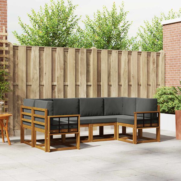 vidaXL Set vanjskih sofa s jastukom 6 pcs Prirodna i antracit