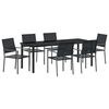 vidaXL Vrtni set za objed 7 pcs Crna PE ratan