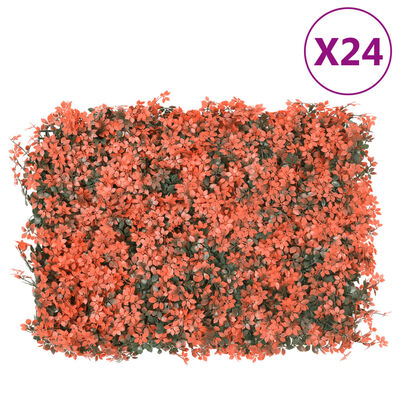  vidaXL Ograda od umjetnog lišća javora 24 kom svjetlocrvena 40x60 cm