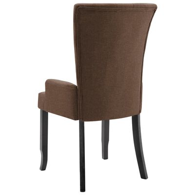 vidaXL Blagovaonska stolica od tkanine s naslonima za ruke smeđa