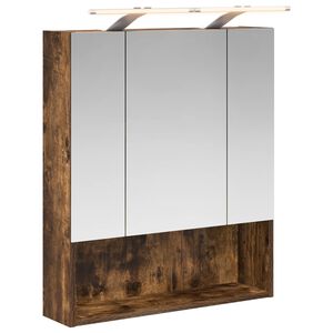 vidaXL Kupaonski ormar s ogledalom Dimljeni hrast 60 x 14.5 x 70 cm