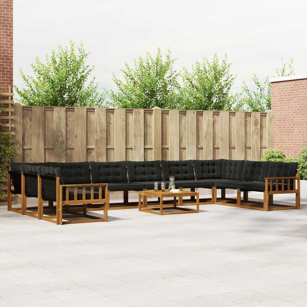 vidaXL Set vanjskih sofa s jastukom 11 pcs Prirodna i crna