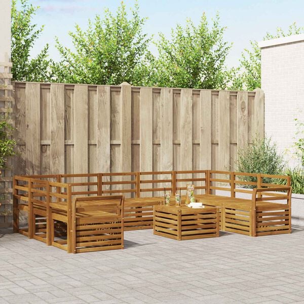 vidaXL Setovi sofa 10 pcs Prirodna Čvrsto drvo akacije