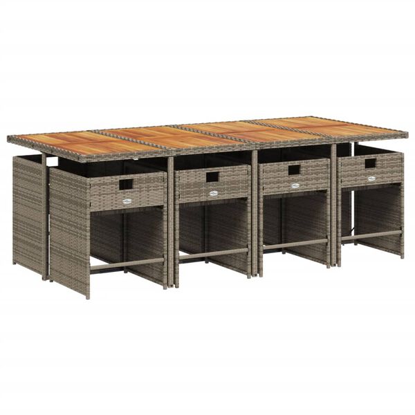 vidaXL 9-dijelni vrtni blagovaonski set sivi od poliratana