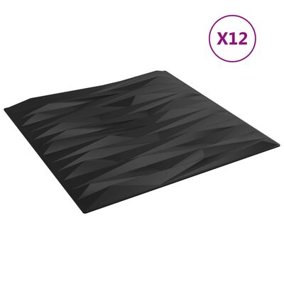 vidaXL Zidni paneli 12 kom crni 50 x 50 cm XPS 3 m² uzorak kamena