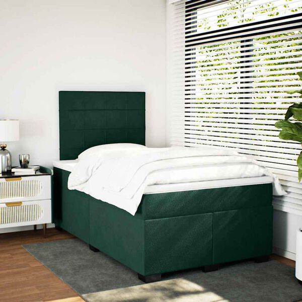 vidaXL Krevet box spring s madracem tamnozeleni 120x190 cm bar&scaron;unasti
