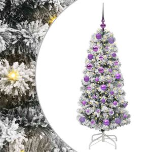 vidaXL Umjetno božićno drvce s nogom Zelena i bijela 120 cm