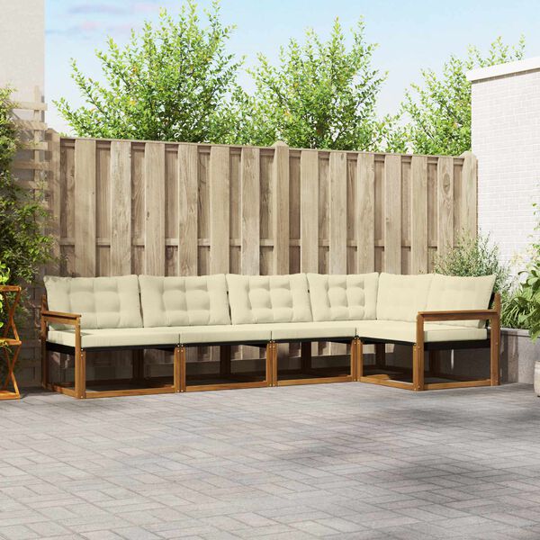 vidaXL Set vanjskih sofa s jastukom 5 pcs Prirodna i krem