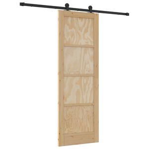 vidaXL Klizna vrata Prirodna i crna 73,5 x 211 cm Masivna borovina