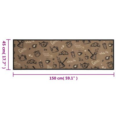 vidaXL Kuhinjski tepih perivi s natpisom Morning 45x150 cm baršunasti