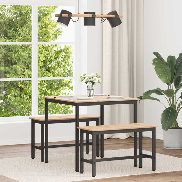 vidaXL Stol za objedovanje Prirodna 80 x 80 x 75 cm Čvrsto borovo drvo