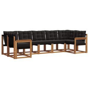 vidaXL Set vanjskih sofa s jastukom 7 pcs Prirodna i crna