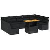vidaXL 10-dijelni set vrtnih sofa s jastucima crni od poliratana