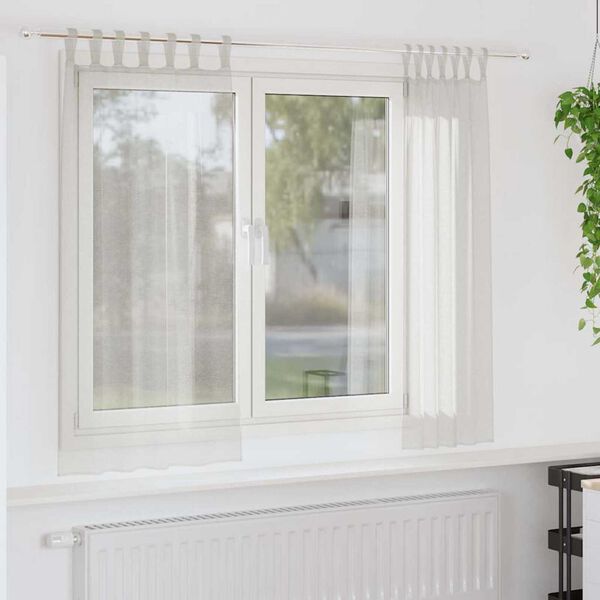 vidaXL Voile zavjesa sa zavjesama 2 pcs Krema 175 x 140 cm Poliester