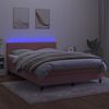 vidaXL Krevet box spring s madracem LED ružičasti 140x190cm bar&scaron;unasti