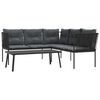 vidaXL Set vrtnih sofa s jastucima crni od čelika i tekstilena
