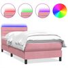 vidaXL Box Spring krevet s madracem i LED ružičasti 80x210 cm samt