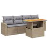 vidaXL 5-dijelni vrtni set sofa s jastucima bež od poliratana