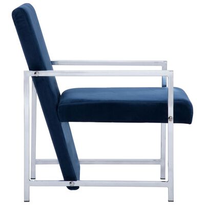 vidaXL Fotelja s kromiranim nogama plava baršunasta