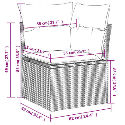 vidaXL 14-dijelni set vrtnih sofa s jastucima poliratan Bež