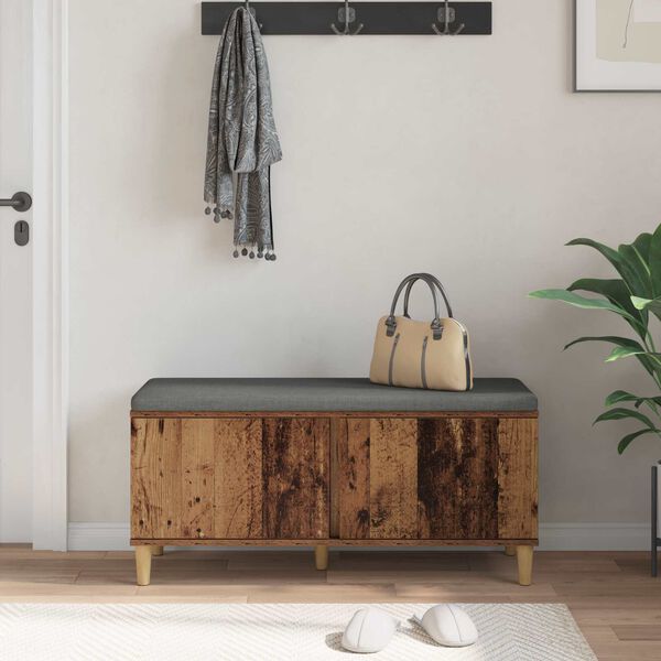 vidaXL Klupa za hodnik s jastukom Staro drvo 100 x 38 x 46 cm