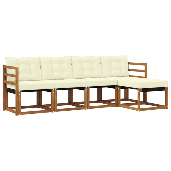 vidaXL Set vanjskih sofa s jastukom 5 pcs Prirodna i krem