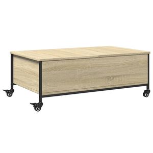 vidaXL Stolić za kavu s kotačima boja hrasta sonome 91x55x34 cm drveni