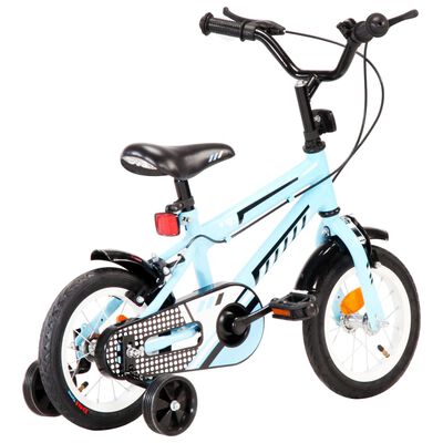 vidaXL Dječji bicikl 12 inča crno-plavi