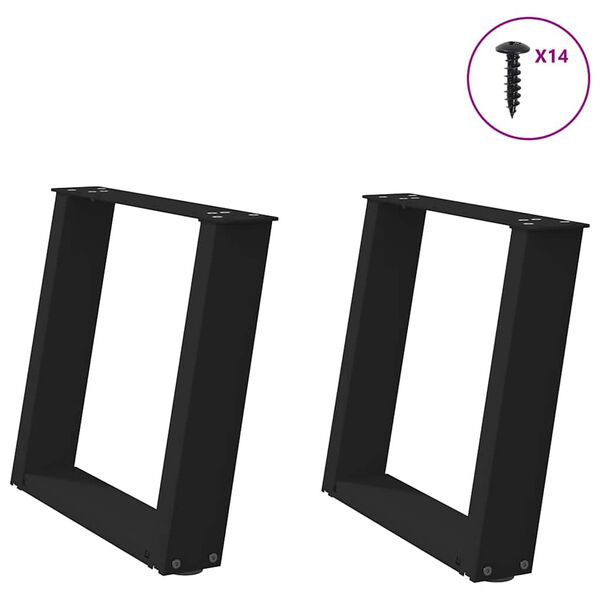vidaXL Noge za klub stolić U-oblik 2 kom Crne 50 x (42-43) cm Čelik