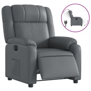 vidaXL Električni naslonjač od umjetne kože sivi