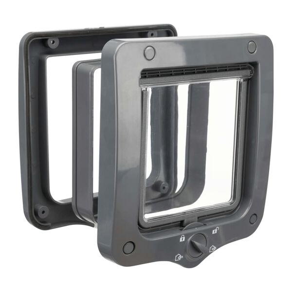 TRIXIE 4-smjerna preklopna vratašca za mačke s 2 tunela siva