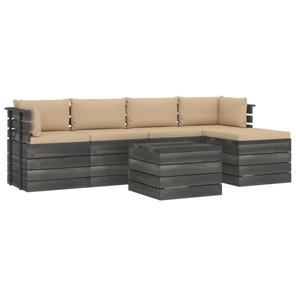 vidaXL 6-dijelna vrtna garnitura od paleta od borovine s jastucima