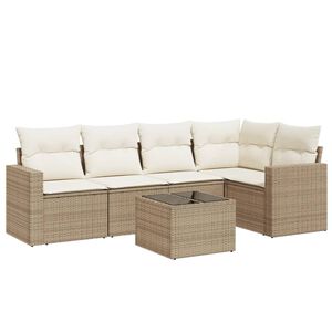 vidaXL 6-dijelni set vrtnih sofa s jastucima bež od poliratana