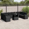 vidaXL 11-dijelni set vrtnih sofa od poliratana s jastucima crni
