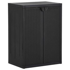 vidaXL Vrtni ormarić za pohranu crni 65 x 45 x 88 cm PP ratan
