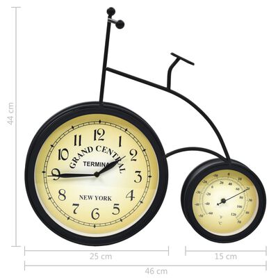 vidaXL Vrtni zidni sat s termometrom starinski u obliku bicikla