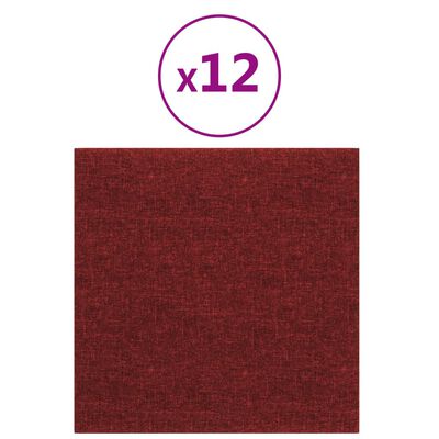 vidaXL Zidne ploče od tkanine 12 kom boja vina 30 x 30 cm 1,08 m²