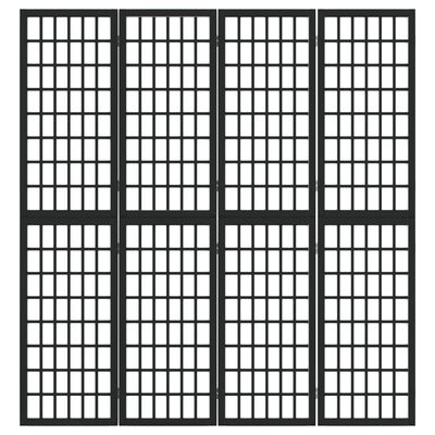 vidaXL Sklopiva sobna pregrada 4 panela japanski stil 160x170 cm crna