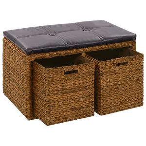 vidaXL Klupa s 2 ko&scaron;are od morske trave 71 x 40 x 42 cm smeđa